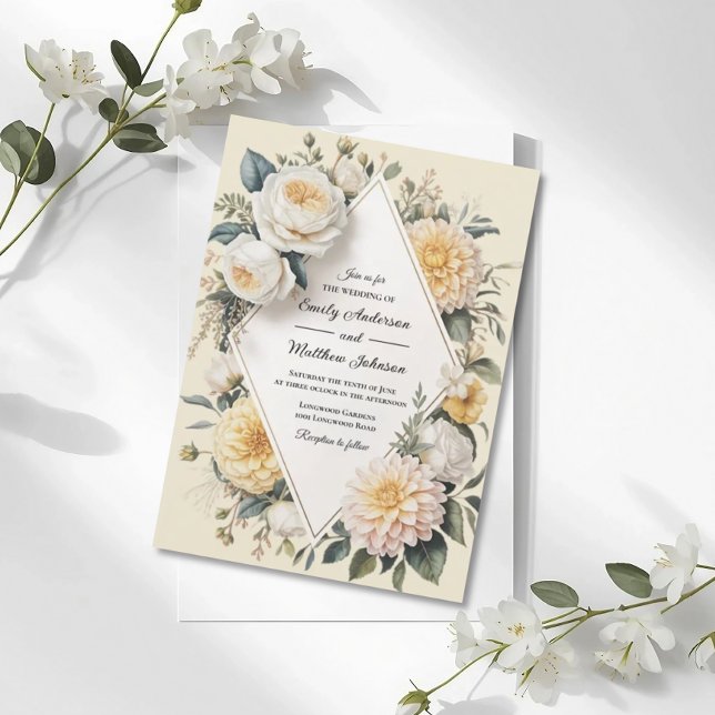 Faire-part de mariage jardin romantique jaune beur (Créateur téléchargé)