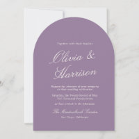 Faire-part de mariage jardinier à arche mauve