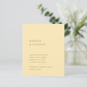Faire-part de mariage jaune beurre minimaliste et