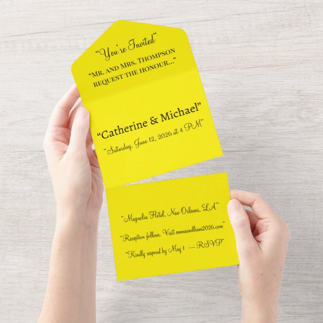 Faire-Part de Mariage Jaune Clair – Design Minimal (Déchirure)