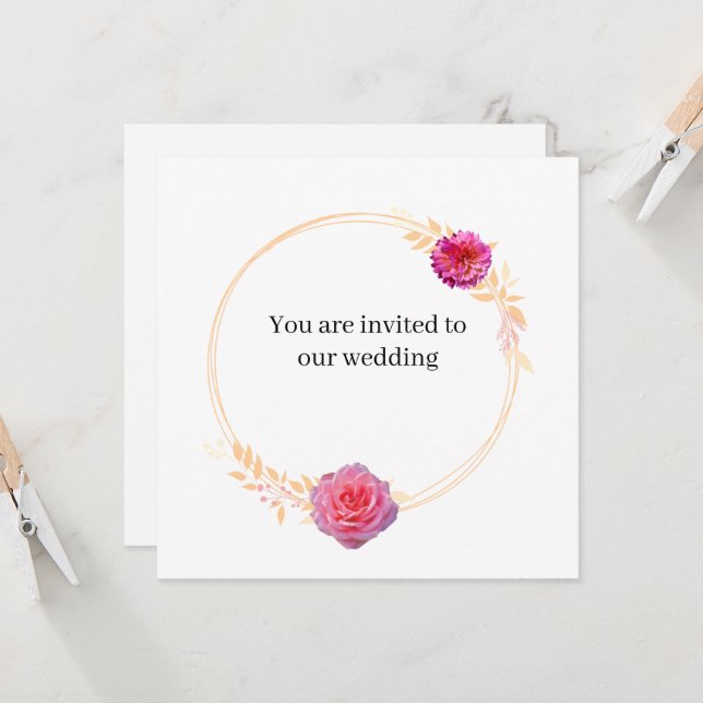 Faire-part de mariage JKG Miel Dore (Devant/Arrière en situation)