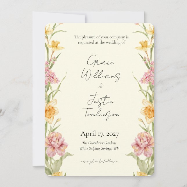 Faire-part de mariage Jonquille Jardin Floraison d (Devant)