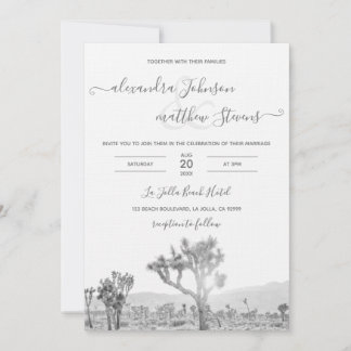Faire-part de mariage Joshua Tree noir et blanc