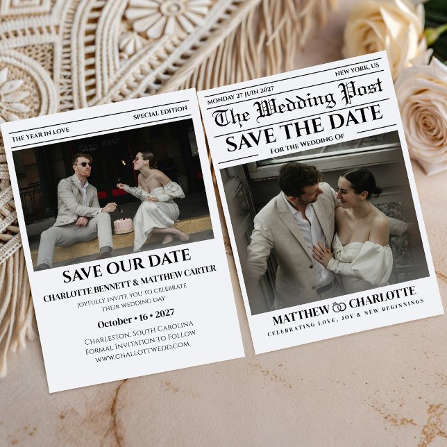 Faire-Part de Mariage Journal à Sauvegarder Date (Save the Date Wedding Invitation)