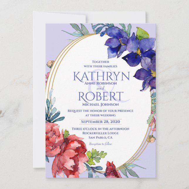 Faire-part de mariage | Joyeux aquarelle florale (Devant)