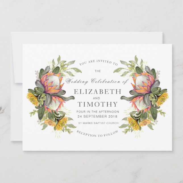 Faire-part de mariage King Protea Bouquet (Devant)