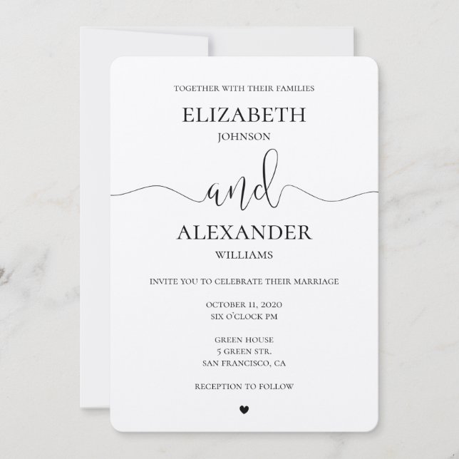 Faire-part de mariage kraft moderne. Invitation si (Devant)