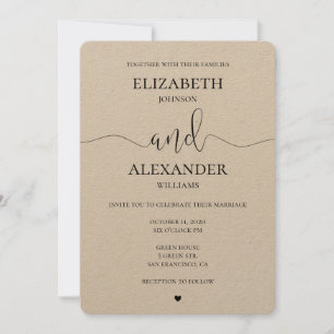 Faire-part de mariage kraft moderne. Invitation si