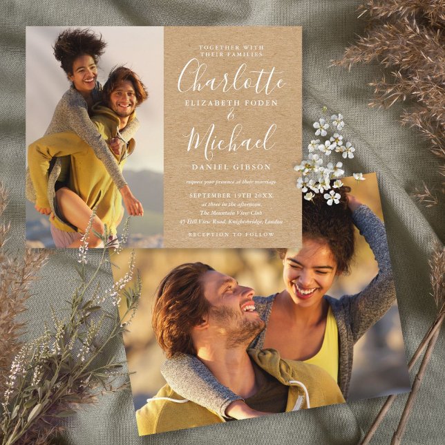 Faire-Part de Mariage Kraft Rustique Budget (Créateur téléchargé)