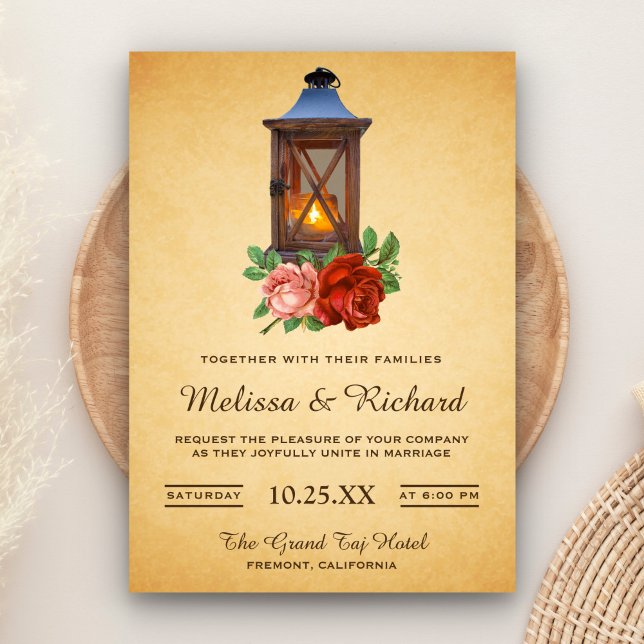 Faire-part de mariage lanterne florale de campagne (Créateur téléchargé)