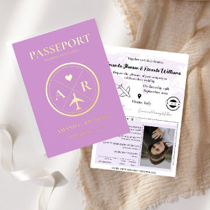 Faire-part de mariage Lavande et Gold Passport