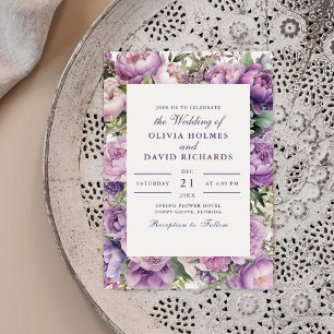 Faire-part de mariage Lavande et Pivoine couleur L