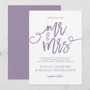 Faire-part de mariage lavande-violet Écriture Pi