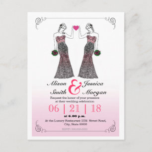 Faire-part de mariage lesbien - Mariée et Mariée