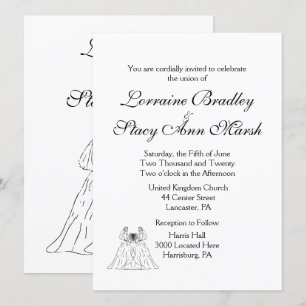 Faire-part de mariage Lesbienne blanche