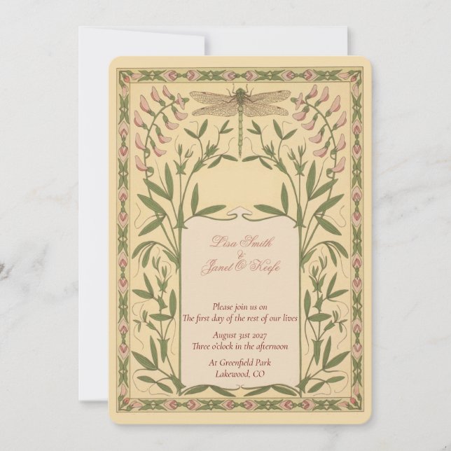 Faire-part de mariage Liberty Vintage Dragonfly (Devant)