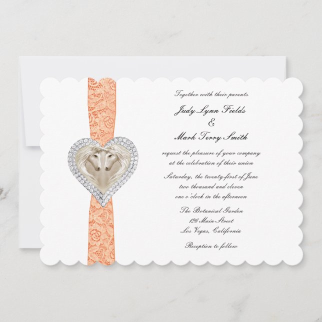 Faire-part de mariage Licorne Orange Lace (Devant)