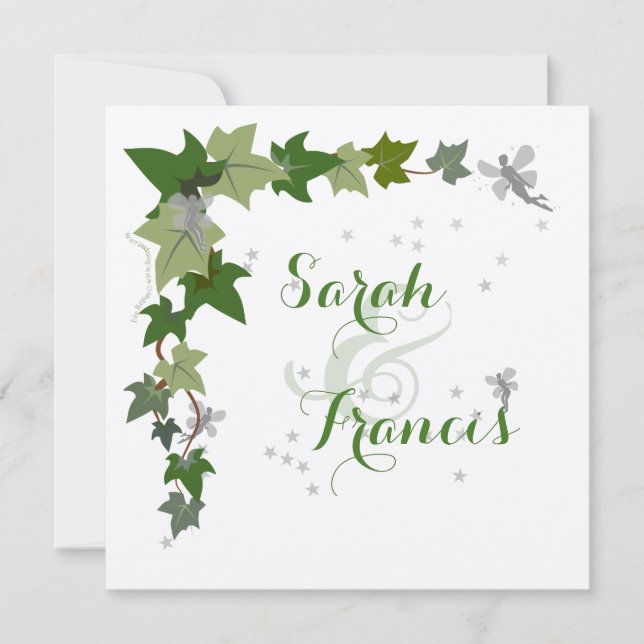 faire-part de mariage lierre et fées kraft (Devant)