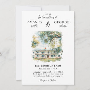 Faire-part de mariage lieu aquarelle