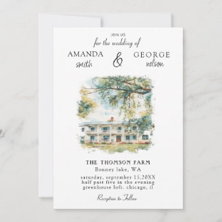 Faire-part de mariage lieu aquarelle