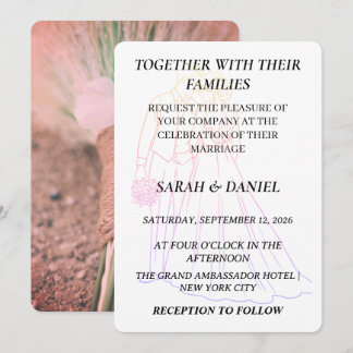 Faire-Part de Mariage Ligne d'Art Moderne Couple |