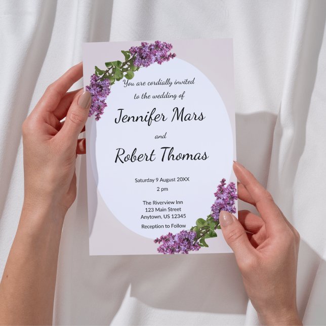 Faire-part de mariage Lilas et Crème (Créateur téléchargé)
