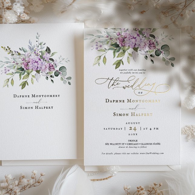 Faire-part de mariage lilas et verdure avec accent (Créateur téléchargé)