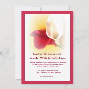 Faire-part de mariage Lily de Calla rouge et blanc