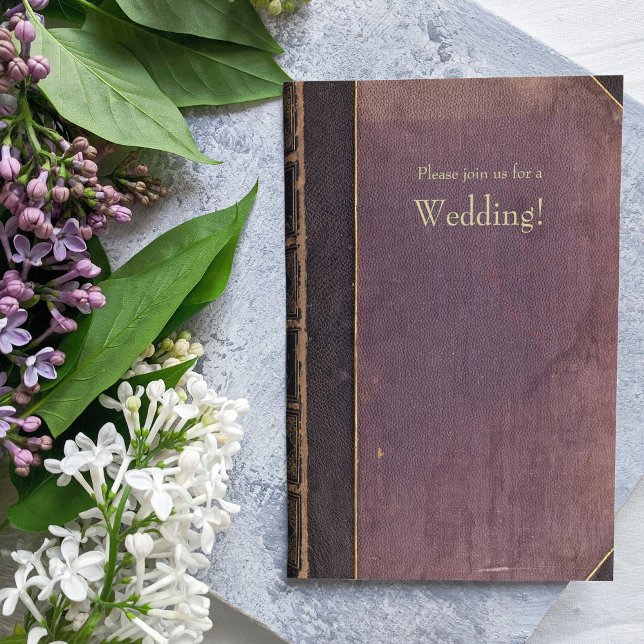 Faire-part de mariage livre vintage violet (Créateur téléchargé)