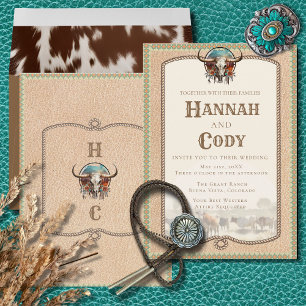 Faire-part de mariage Longhorn Western Wrangler
