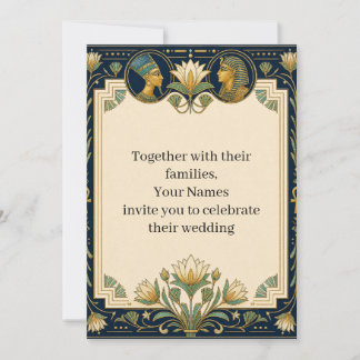 Faire-part de mariage Lotus Égyptien | Or Navy