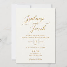 Faire-part de mariage Lumiere : Or et Ivoire