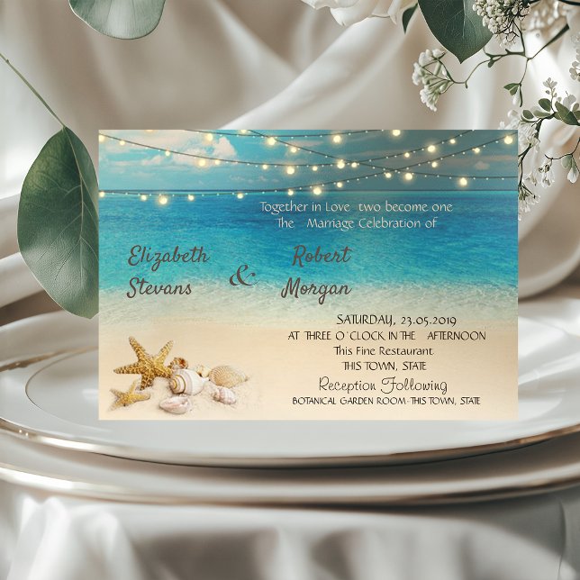 Faire-Part de Mariage Lumières Coquillages de Plag (Créateur téléchargé)
