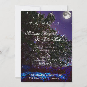 Faire-part de mariage   Lumières et lune d'arbre
