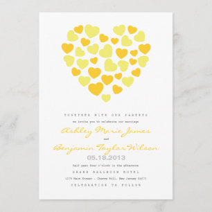 Faire-part de mariage lumineux de coeurs