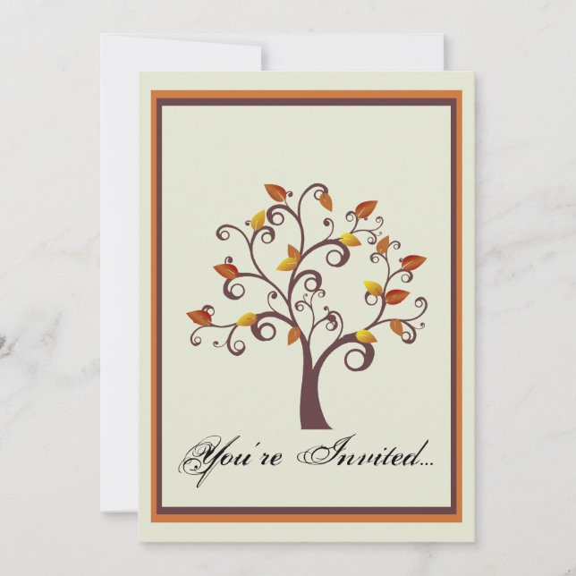 Faire-part de mariage lunatique d'arbre d'automne (Devant)