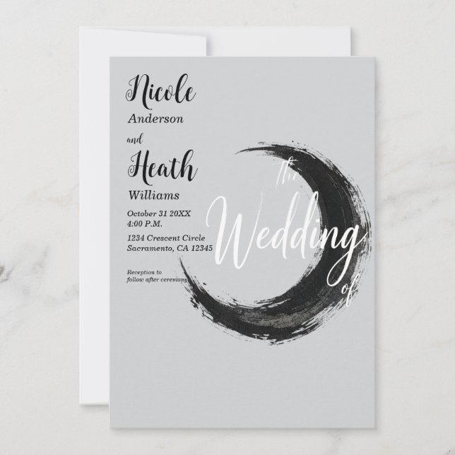 Faire-part de mariage Lune Croissante Minimale (Devant)