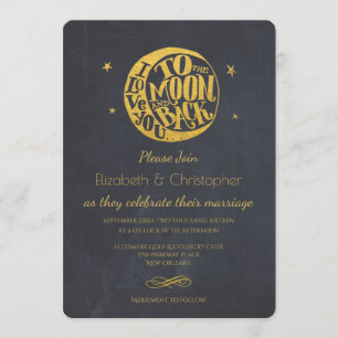 Faire-part de mariage Lune & Étoiles avec citation