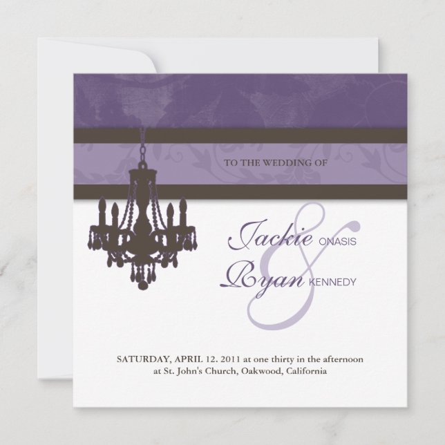 Faire-part de mariage Lustre violet Brown Floral (Devant)
