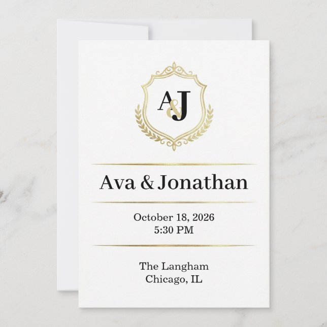 Faire-part de Mariage Luxe Impérial - Élégance Mon (Devant)