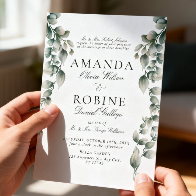 Faire-part de mariage luxueux à la botanique verdo (Créateur téléchargé)