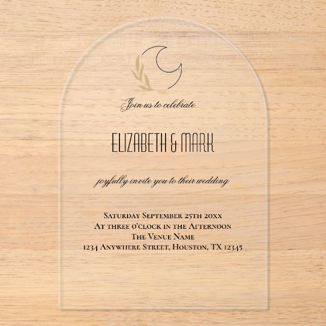 Faire-part de mariage magique inspiré de la lune (Recto)