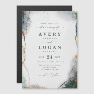 Faire-part de mariage magnétique Abstrait vert et