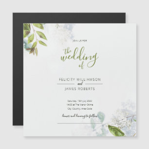 Faire-part de mariage magnétique floral à feuilles