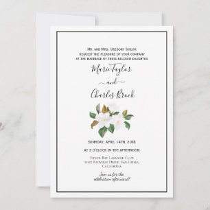 Faire-part de mariage Magnolia Rouge et Blanc
