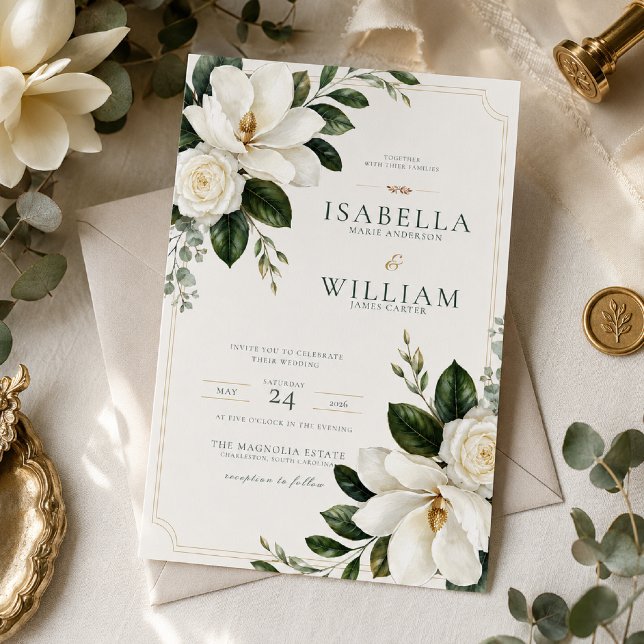 Faire-part de mariage Magnolia Southern Charm (Créateur téléchargé)