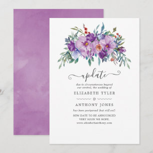 Faire-part de mariage Magnolias et Roses Violettes