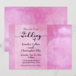 Faire-part de mariage mandala aquarelle rose profo