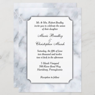 Faire-part de mariage Marbre blanc classique