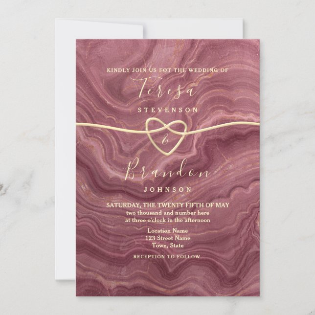 Faire-part de mariage Marbre Rose Gold (Devant)
